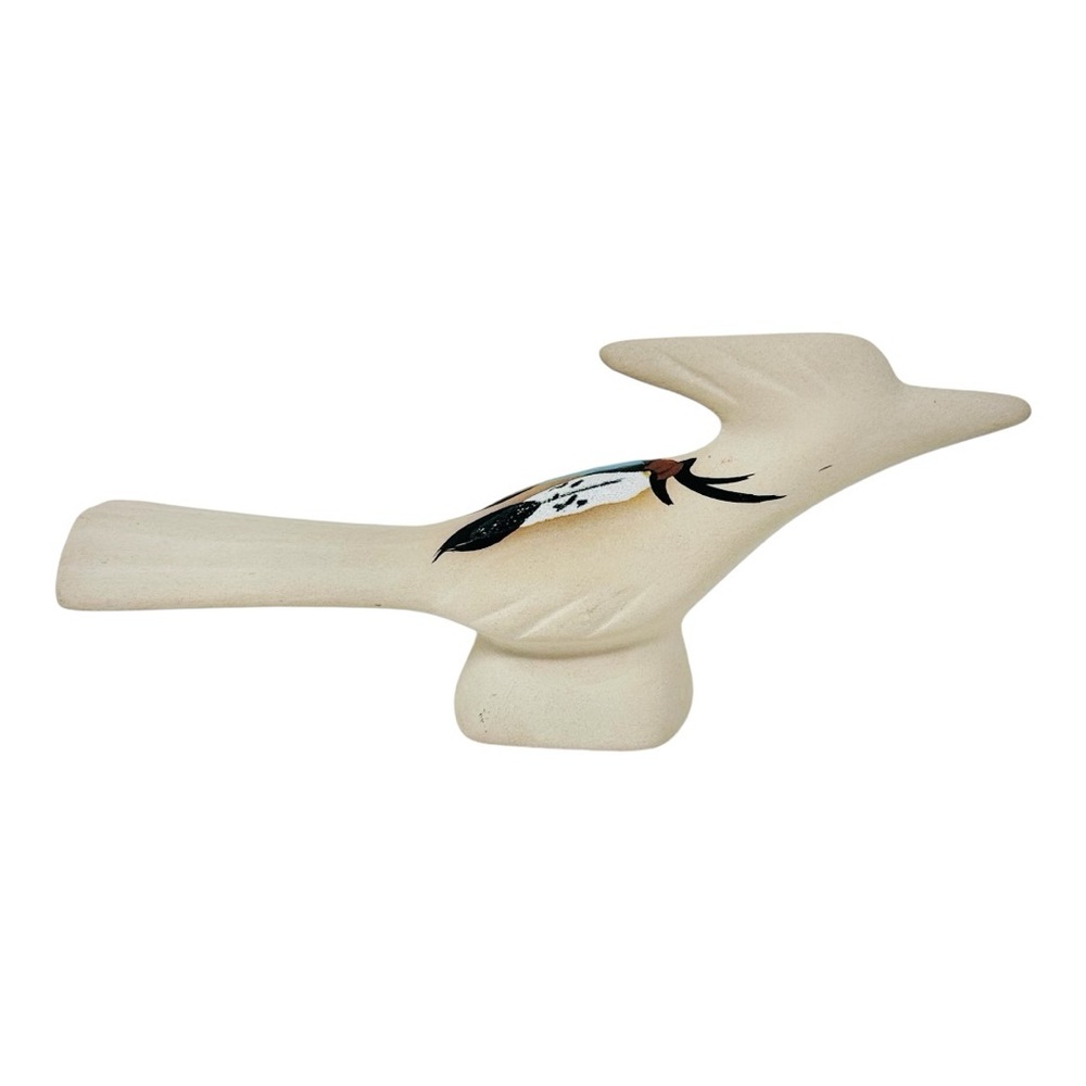 Southwest Pottery Roadrunner Figurine Sandstone Feather Native Motif